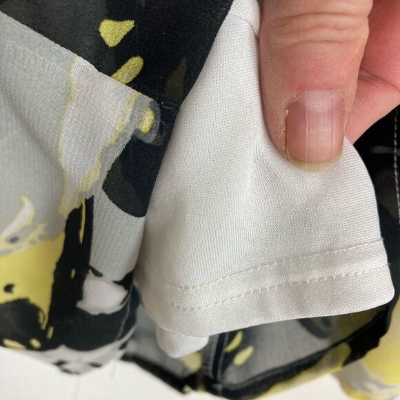 Cato NWOT Wide leg high waisted chiffon lined Yellow, Black Abstract Print Pants - Picture 9 of 16